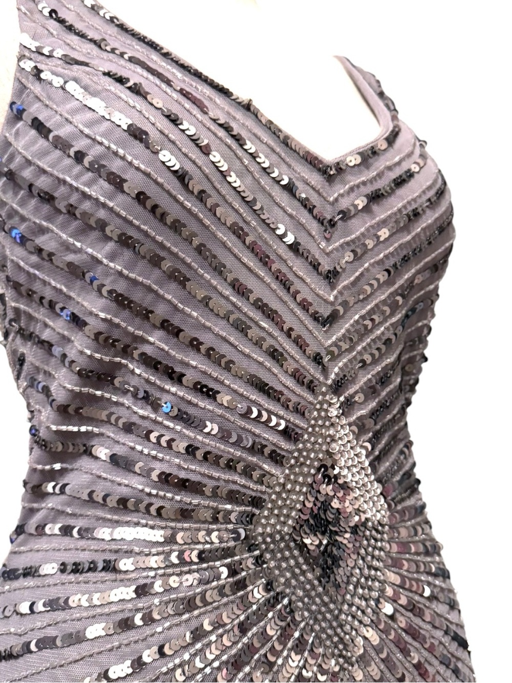 Aidan Mattox Silver Sequin Mini Dress Size 6 NWT Sleeveless Cocktail Party - Picture 5 of 9